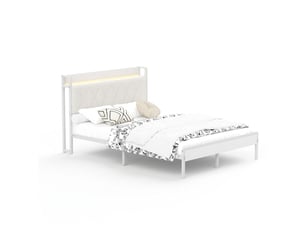 Lit 2 places 140x190 cm <strong></strong> <strong></strong> coloris blanc