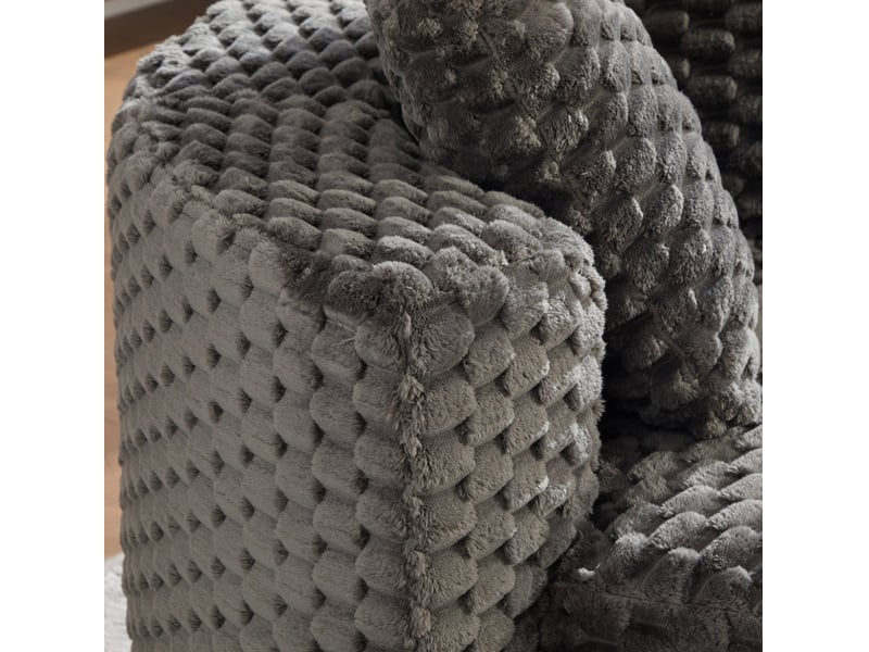  Fauteuil fixe 1 place en tissu gris foncé avec repose-pieds, design arrondi pour un coin détente moderne  - Conforama D