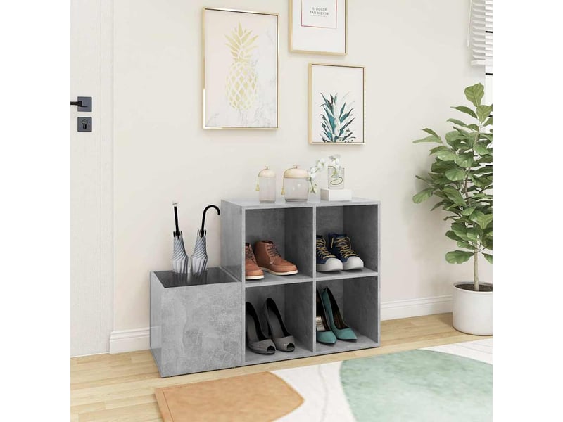  Meuble à chaussure, armoire à chaussures d’entrée gris béton bois ingénierie  - Conforama C
