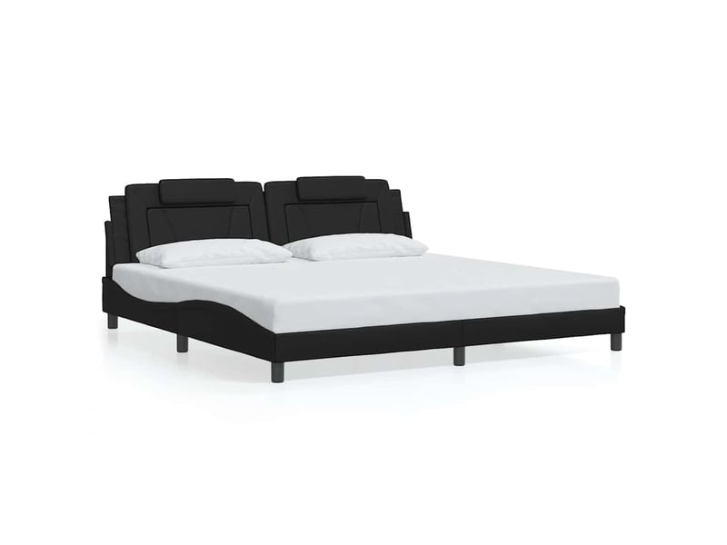  Lit double- lit adulte -  cadre de lit viana sans matelas noir 200x200 cm similicuir  - Conforama A