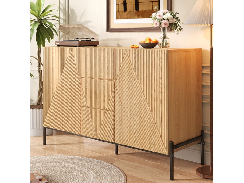  Buffet 115,5x40x76 cm avec 2 portes et 3 tiroirs coloris naturel  - Conforama B