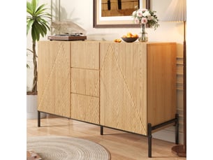 Buffet 2 porte(s)  3 tiroir(s) <strong>MODENUIT </strong> <strong></strong> - 115.5 cm coloris naturel 