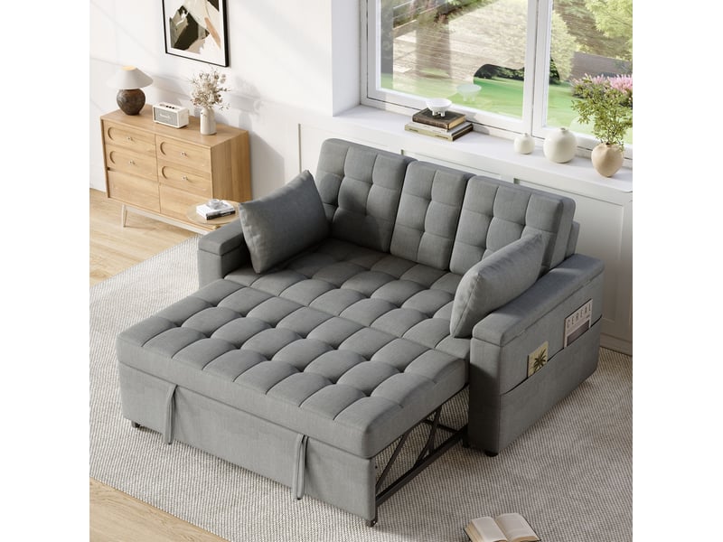  Canapé convertible modenvie 2 places avec rangement et dossier réglable gris 159 x 142,5 x 92 cm  - Conforama B