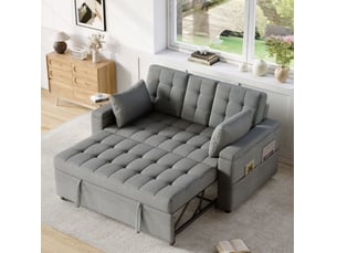 Canapé droit convertible <strong>MODENVIE</strong> <strong></strong> 2 places Polyester gris avec coffre de rangement