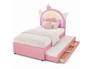 Lit gigogne 90x200 cm <strong></strong>  <strong></strong> coloris rose