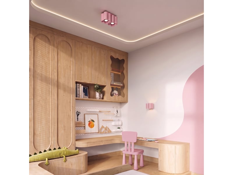  Plafonnier ovio 1 rose gu10 aluminium moderne 10x12x12cm SL.3393 - Conforama C