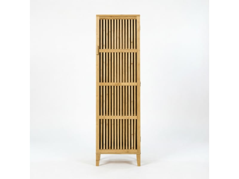  Armoire de rangement haute en bambou naturel – porte ajourée – 40 x 30 x 140 cm  - Conforama A