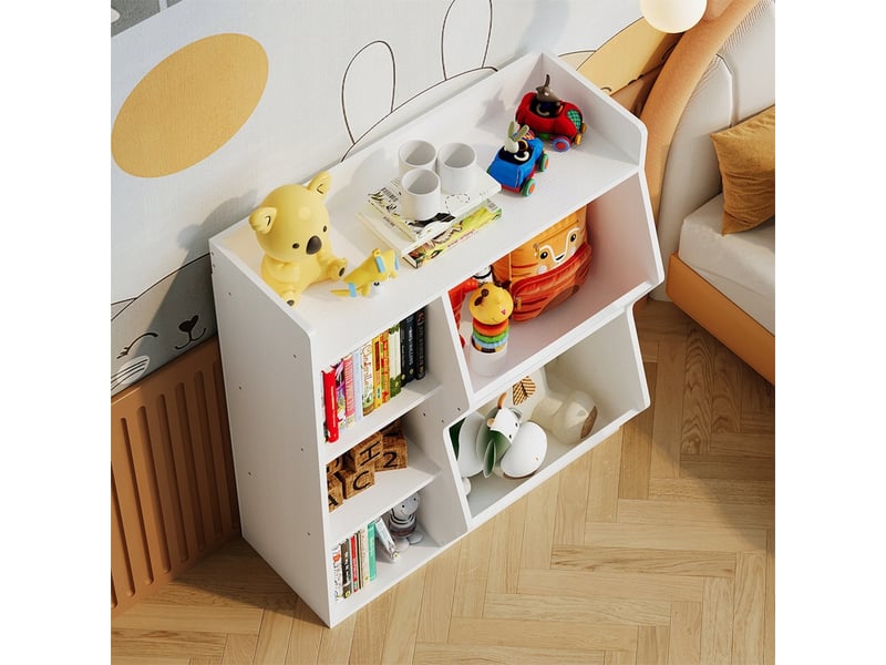  Étagère, armoire, bibliothèque, meuble de rangement pour jouets, livres et journaux, 5 compartiments, style loft  - Conforama D