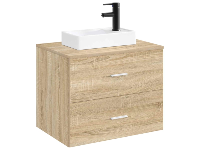  Lavabo de salle de bain avec robinet et évacuation noir mat shl3054  - Conforama C