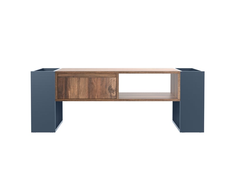  Table basse contemporaine bois anthracite 100x50x40 cm tiroir sans poignée, double rangement, design moderne  - Conforama A