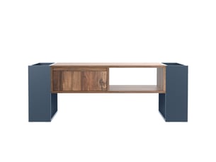 Table basse contemporaine bois anthracite 100x50x40 cm tiroir sans poignée, double rangement, design moderne
