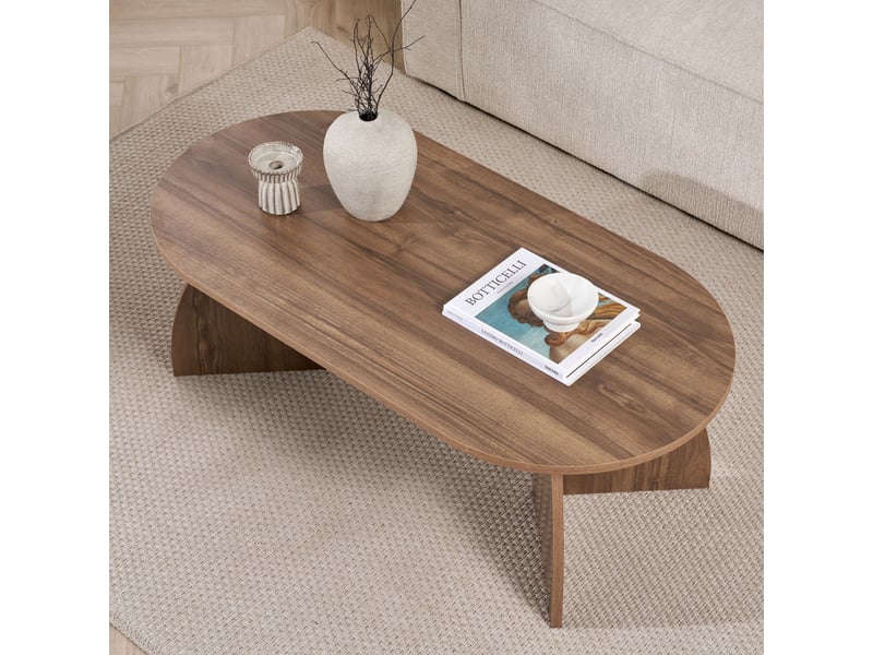  Table basse ovale couleur bois foncé 120 cm  - Conforama E