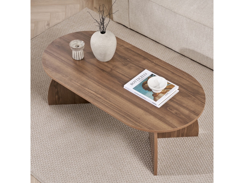  Table basse ovale couleur bois foncé 120 cm  - Conforama E