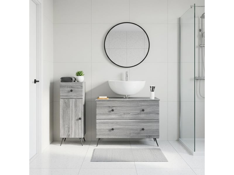 Ensemble de 2 meubles de salle de bain breda sonoma gris cf63103  - Conforama B