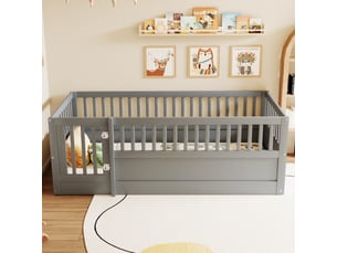 Lit simple 90x200 cm OKMYHOME coloris gris