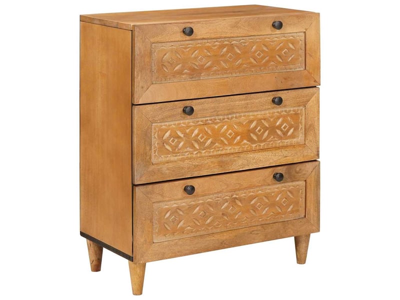  Buffet, meuble de rangement salon marron clair 60x33x75 cm bois de manguier massif shl7562  - Conforama B