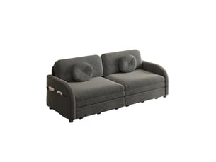 Canapé droit convertible <strong></strong> <strong></strong> 2 places Tissu gris