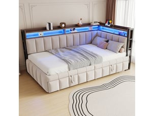 Lit gigogne 90x200 cm DESVIAE coloris beige