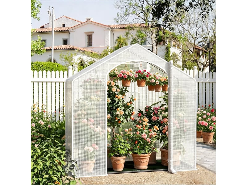  Serre de jardin - dimensions - film en maille pe 140 gm² - cadre en acier robuste 200x80x200cm - Conforama A