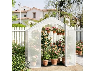 Serre de jardin - dimensions - film en maille pe 140 gm² - cadre en acier robuste