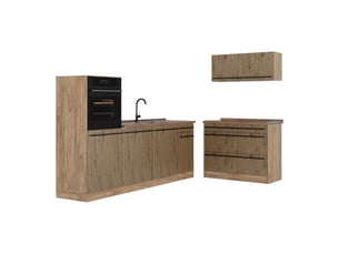 Vicco cuisine, chêne artisanchêne doré, 220cm plan de travail chêne doré