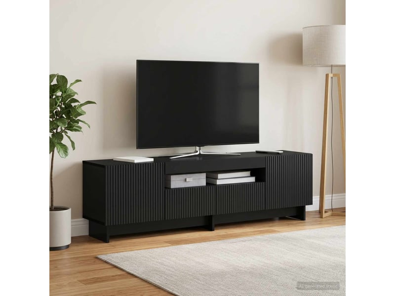 Meuble tv - banc tv - meuble de rangement led noir bois d'ingénierie  - Conforama D