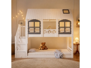 Lit superposé 2x90x200 cm <strong>FLORAGRACE</strong> <strong></strong> coloris bicolore
