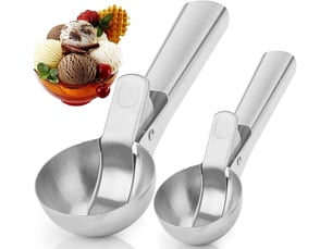 2 pièce cuillère à glace en acier inoxydable cuillère scooper avec déclencheur pour crème glacée fruits pâte à biscuits boule de glace