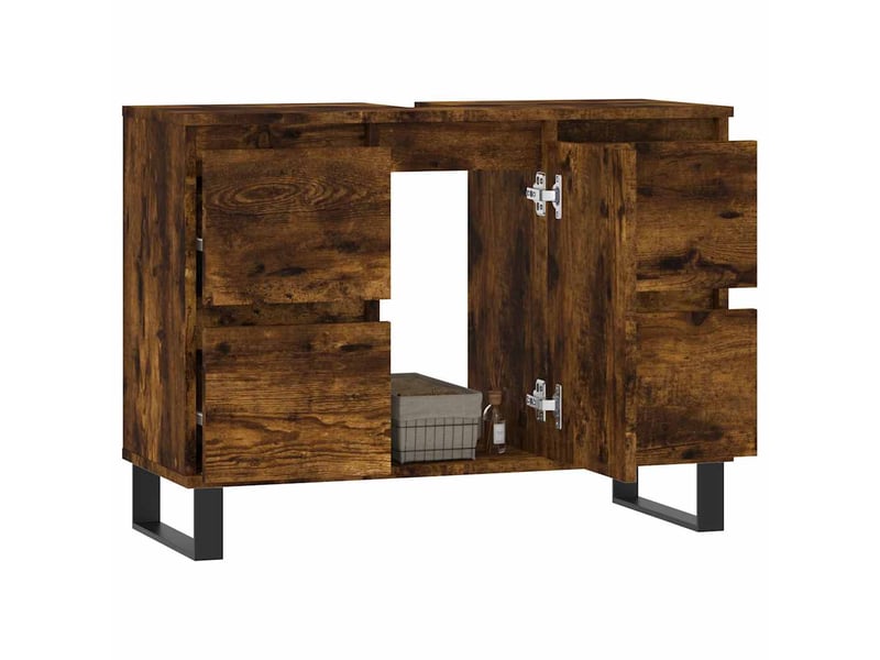  Meuble salle de bain rangement, commode chêne fumé 80x33x60cm bois d'ingénierie shl1668  - Conforama C