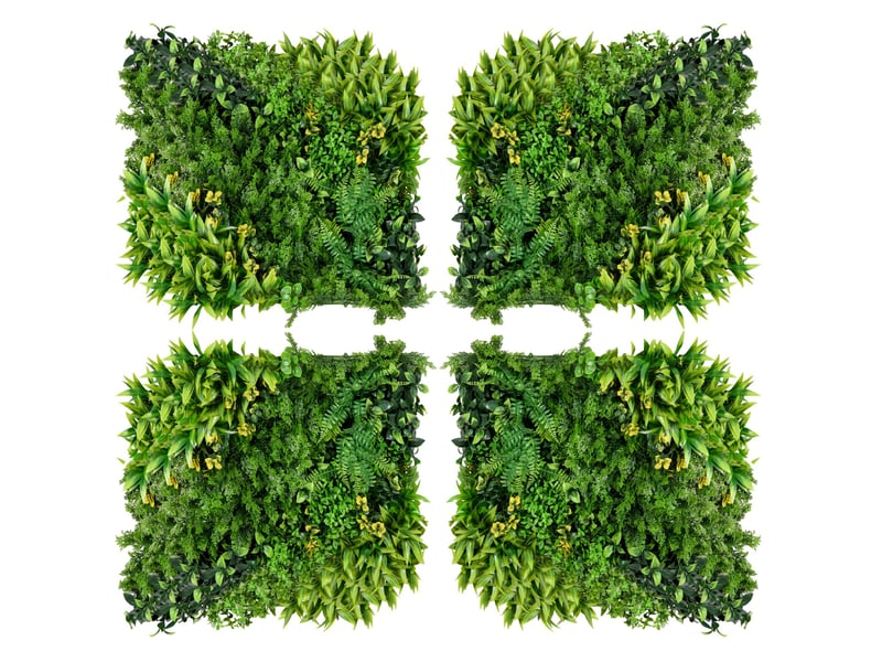 Mur végétal artificiel 12 panneaux 50 x 50 cm – vert – brise-vue modulable résistant aux uv pour jardin  - Conforama A