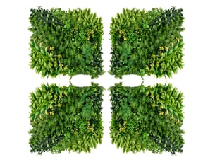 Mur végétal artificiel 12 panneaux 50 x 50 cm – vert – brise-vue modulable résistant aux uv pour jardin