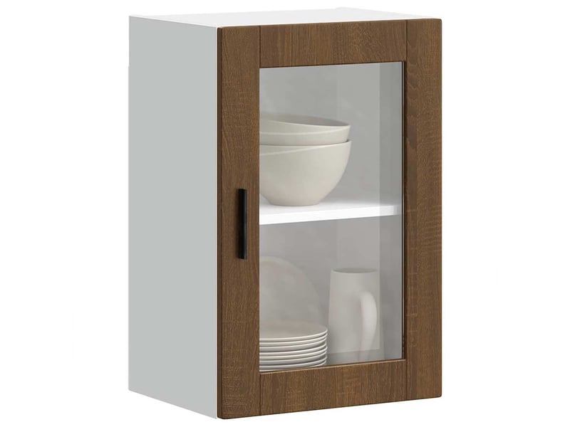  Armoire murale de cuisine et porte en verre porto chêne marron shl6544  - Conforama D