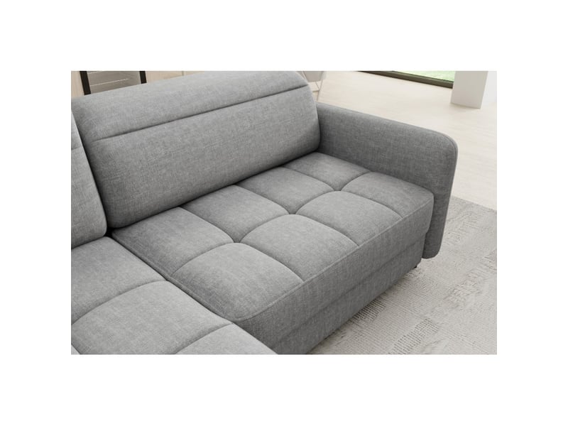  Canapé d'angle gauche convertible barnea 208 cm gris chiné avec rangement  - Conforama D