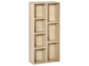 Meuble de rangement bibliothèque étagère 7 cubes pour intérieur, salon, chambre - 50l x 24p x 106h cm, bois naturel