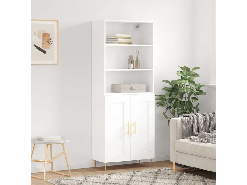  Buffet haut - bahut - meuble de rangement blanc 69,5x34x180 cm bois d'ingénierie  - Conforama B