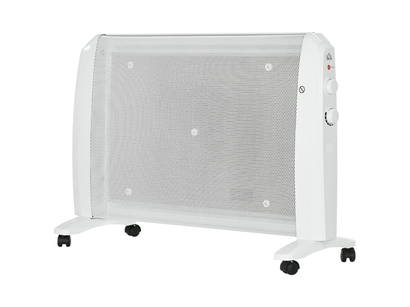  Chauffage électrique pour plaques de cuisson mica 1000 w2000 w avec thermostat réglable, 4 rouleaux, 15–20 m², blanc  - Conforama A