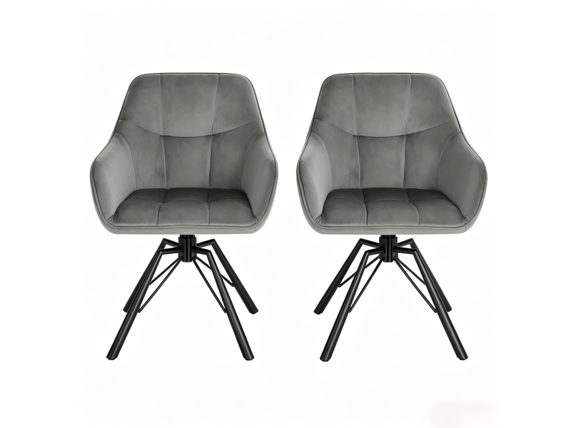 Lot de 2 chaises de salle à manger pivotantes avec accoudoirs, dossier doux et assise confortable - gris foncé  - Conforama A