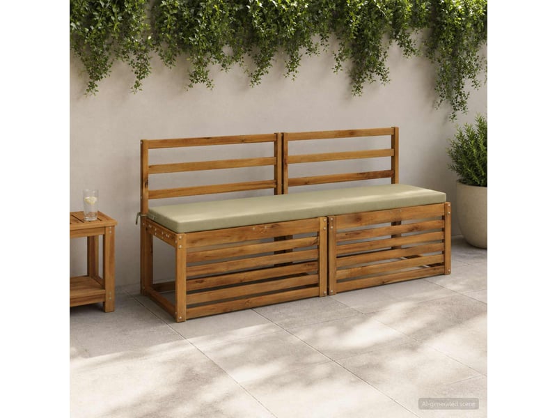 Lot de 2 coussins de banc, coussins d'assise soest 100 % polyester vert clair cf57568 - Conforama B