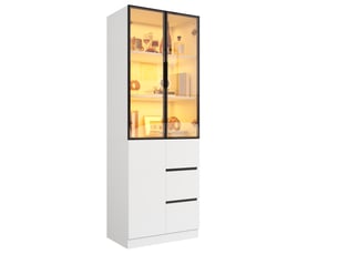 Buffet 3 porte(s) 3 tiroir(s) <strong>HAVRYA</strong> <strong></strong> - 60 cm coloris blanc
