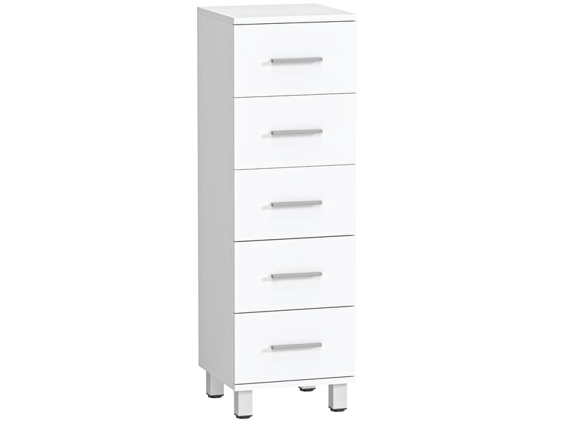  Meuble de salle de bain 5 tiroirs, meuble de rangement, 30 x 30 x 95 cm, commode salle de bain, 30 x 30 x 95 cm, blanc  - Conforama B