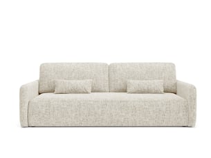 Canapé droit convertible 4 places Tissu beige avec coffre de rangement