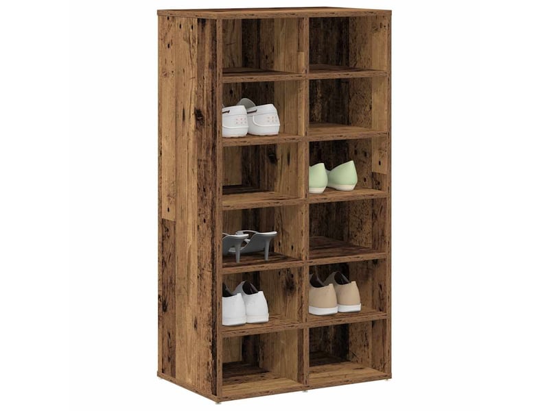  Meuble à chaussures, étagère à chaussures vieux bois 54x34x100,5cm bois d'ingénierie  - Conforama B