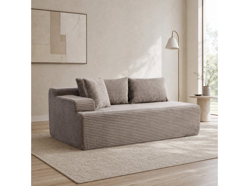  Canapé modulaire compressé 2 places en chenille gris avec fonction chaise longue  - Conforama B