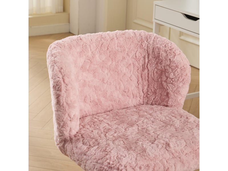  Chaise de bureau pivotante réglable en fausse fourrure rose 55x57x81 cm W3223P458004 - Conforama E