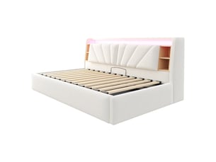 Lit coffre 90x200 cm LEYTN coloris beige