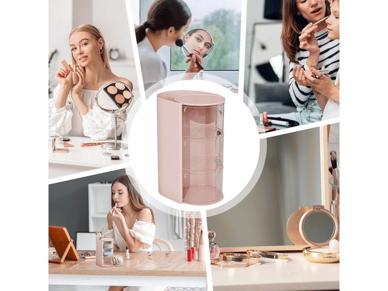  Boîte de rangement de maquillage, organiseur de cosmétiques de grande capacité, tiroir de rangement de beauté rotatif  - Conforama E