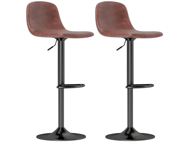  Lot de 2 tabourets hauts réglables à 360° avec dossier et repose-pieds pour cuisine, bar ou salle à manger, 40,5 x 44 x 84-104 cm, marron  - Conforama B