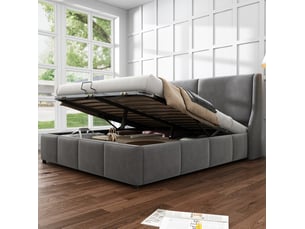 Lit avec rangement 140x200 cm <strong></strong>  <strong></strong> coloris gris