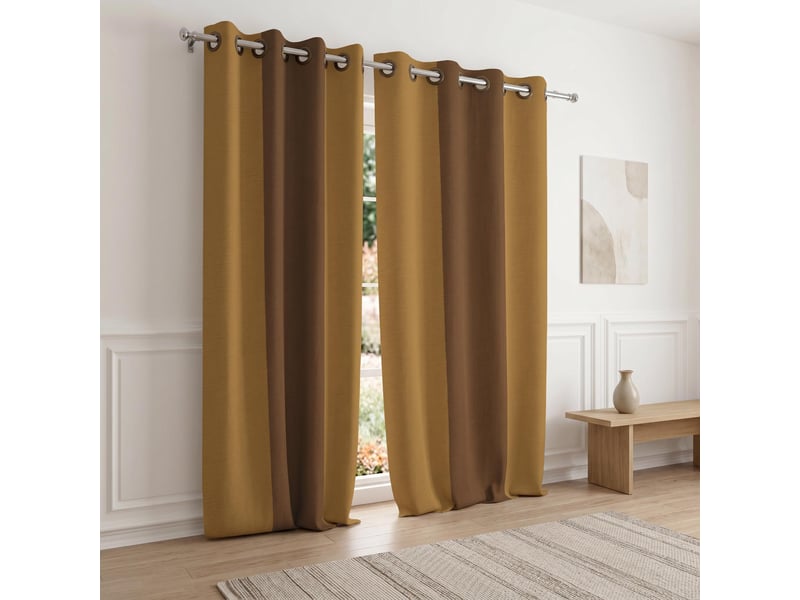  Rideau à oeillets coton 135x250 cm natalia ocre, par soleil d'ocre  - Conforama B