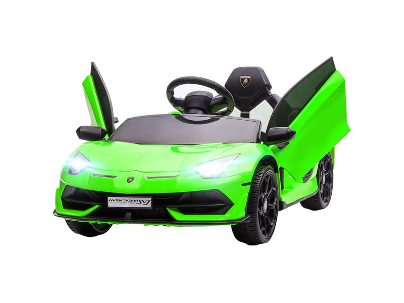  Voiture électrique pour enfants licence lamborghini aventador svj 12v avec portes papillon télécommande 3-5 kmh vert  - Conforama B